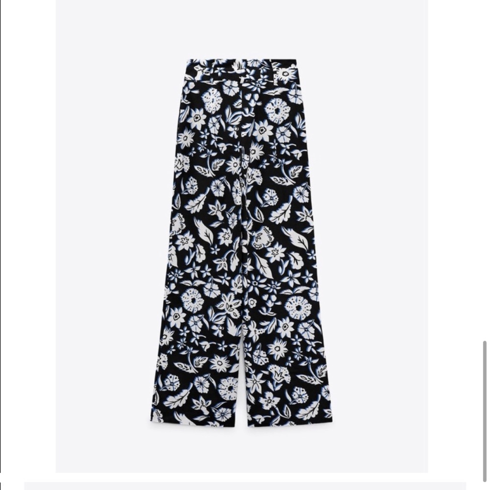 💙Floral print Straight Cut Pants - Picture 7 of 10